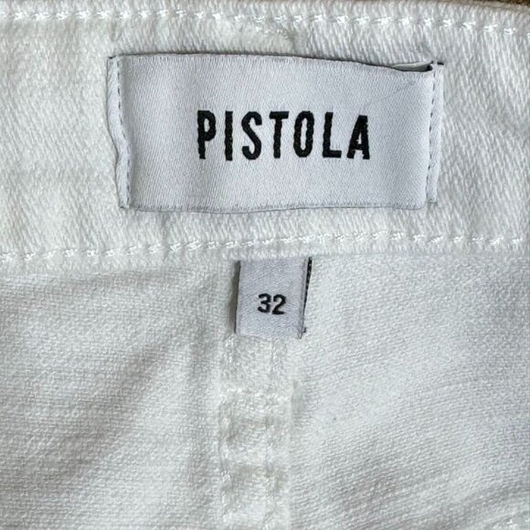 PISTOLA Women's Shorts White Cotton Denim Jean Frayed Edge Hem Stretch Size 32 - Picture 12 of 15